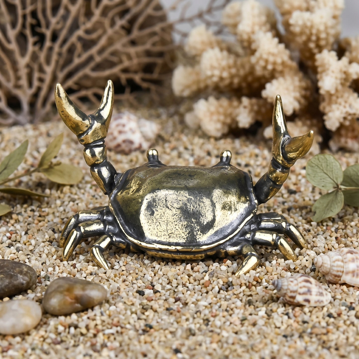 Coastal Crab Sculpture Vintage Desktop Statue
