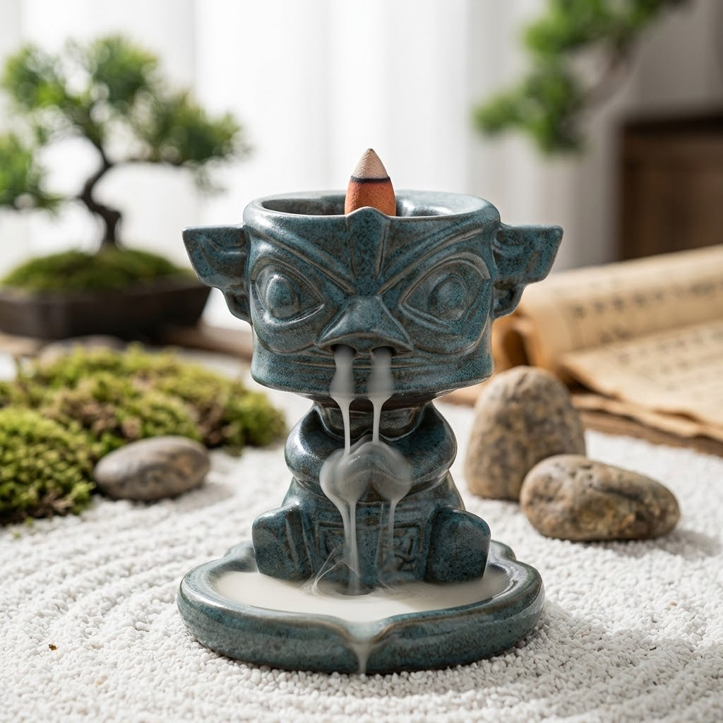 Ancient Mask Waterfall Incense Burner Holder