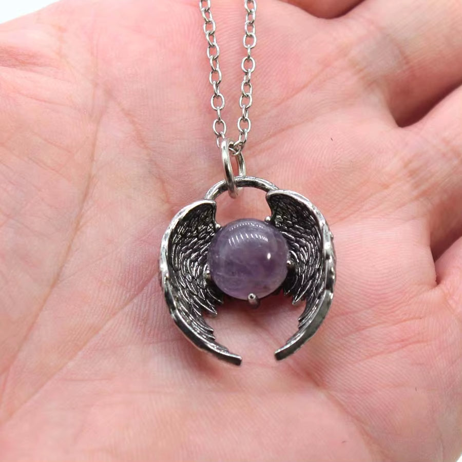 Creative Eagle Wings Feather Glowing Ball Necklace