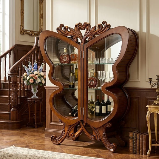 Butterfly Wing Wooden Wine Cabinet