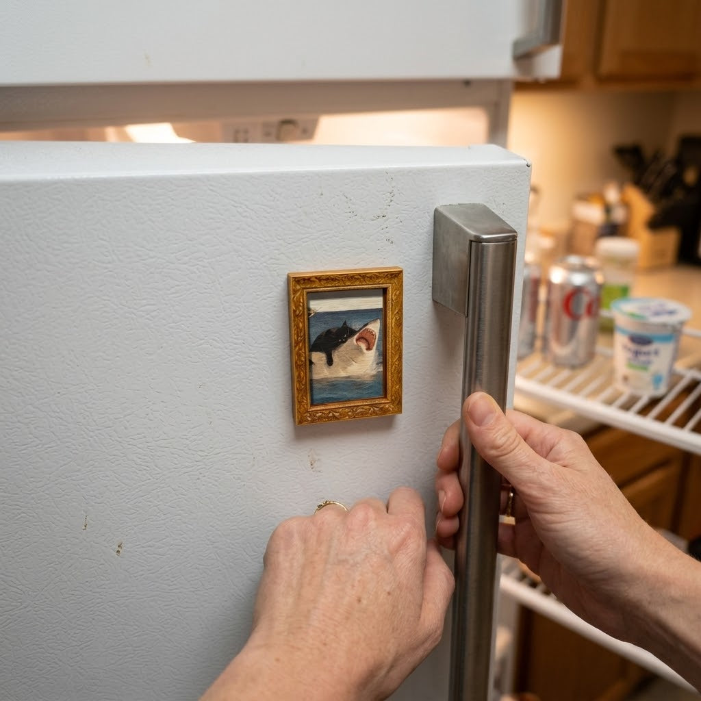 Cat vs Shark Fridge Magnet