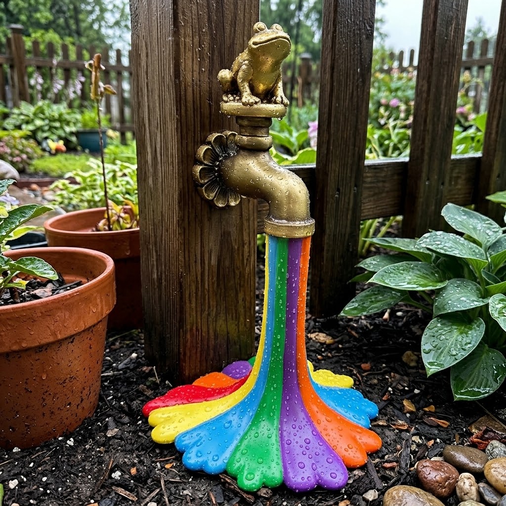Flowing Rainbow Resin Statue Garden Decor