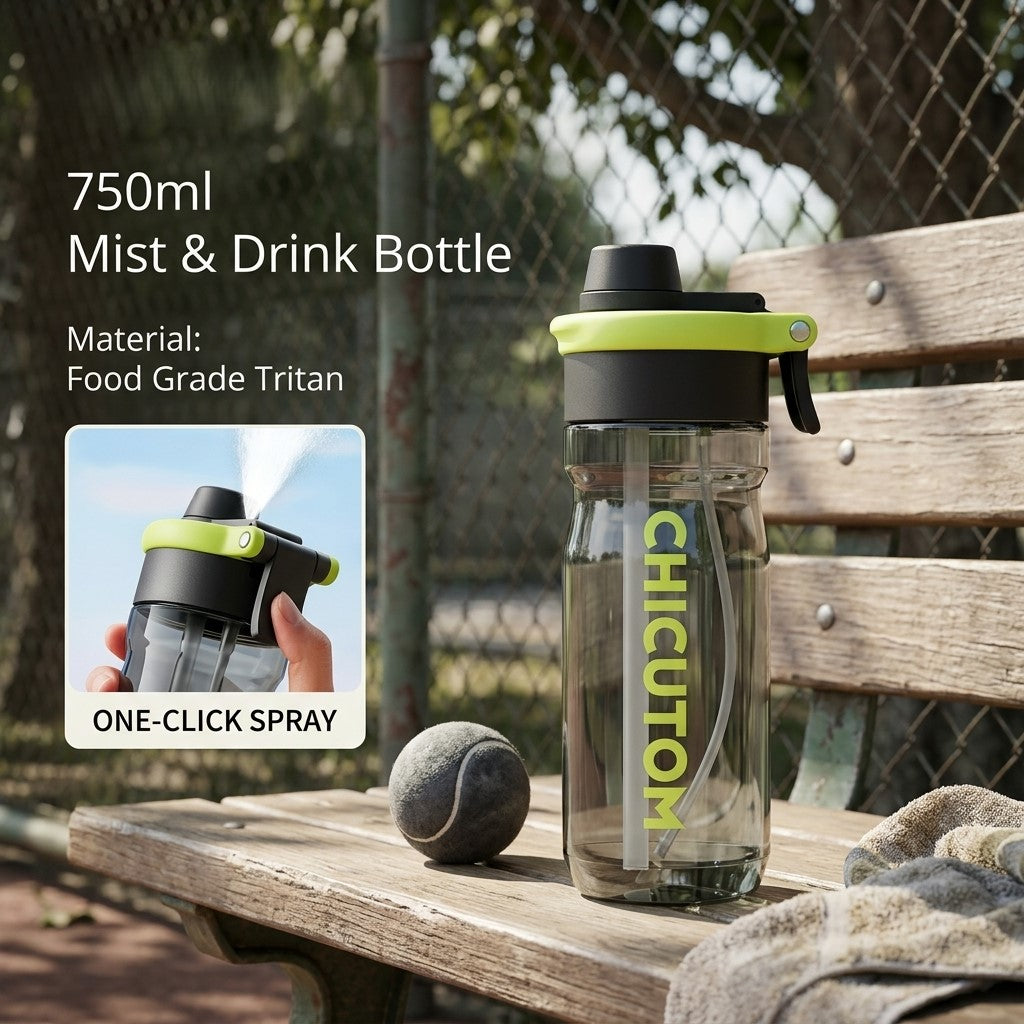 Cool Mist Spray Sports Water Bottle