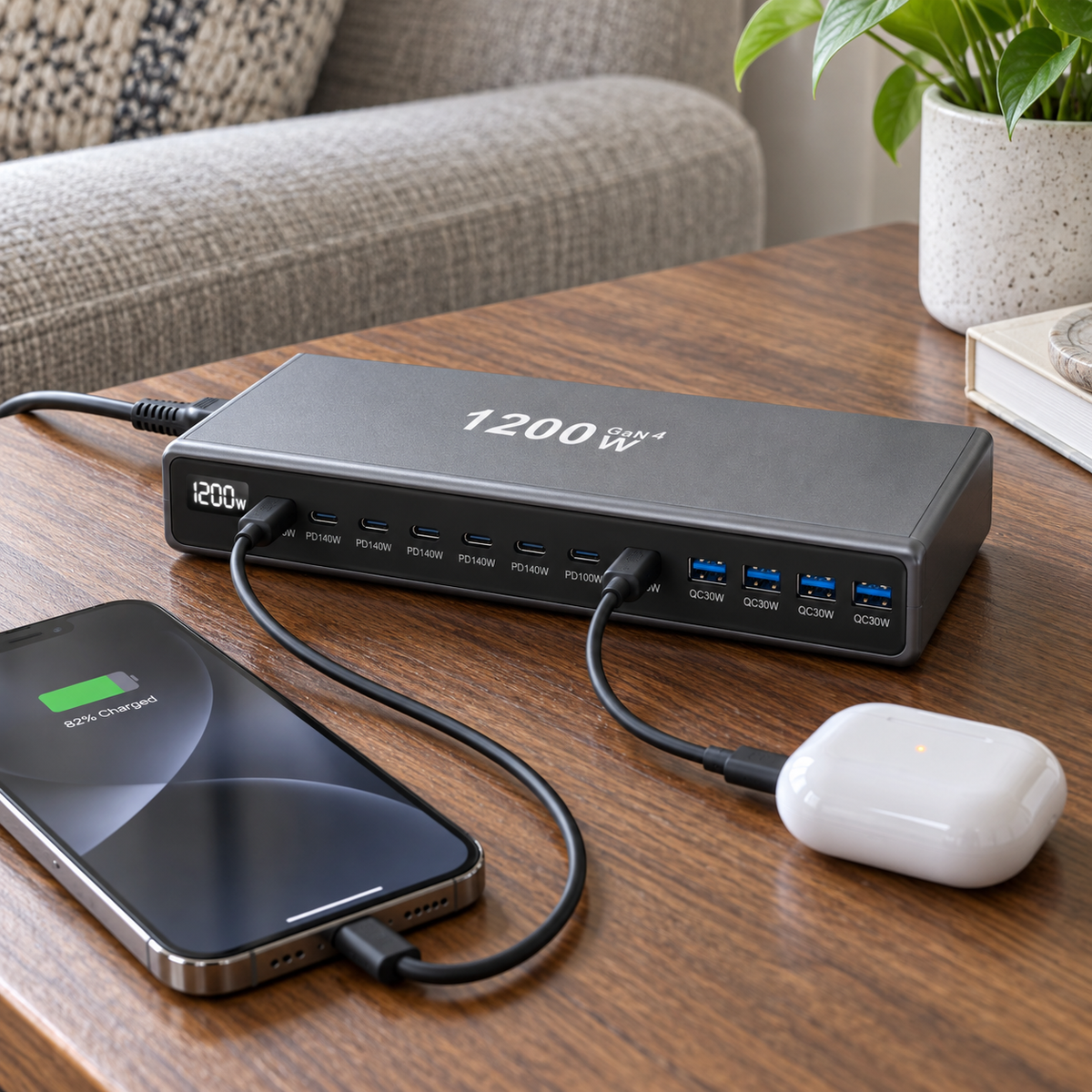 One Outlet Multi-Device Desktop Charging Station