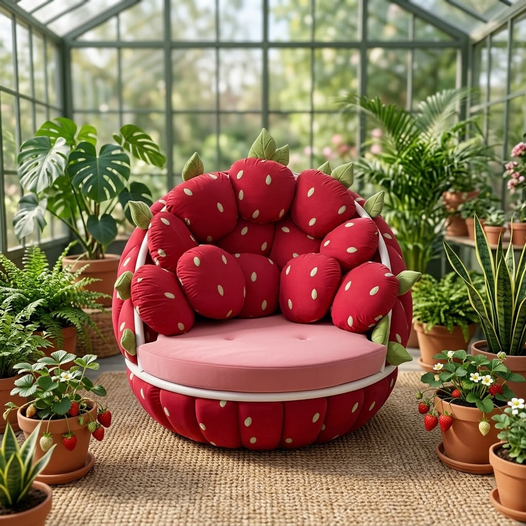 Strawberry Plush Lounge Sofa Chair