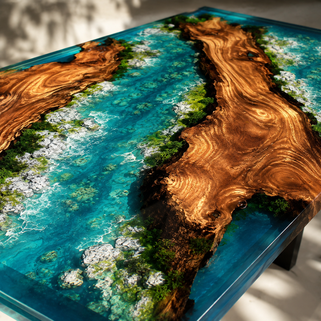 River Craft Handmade Wood Epoxy Artsy Table