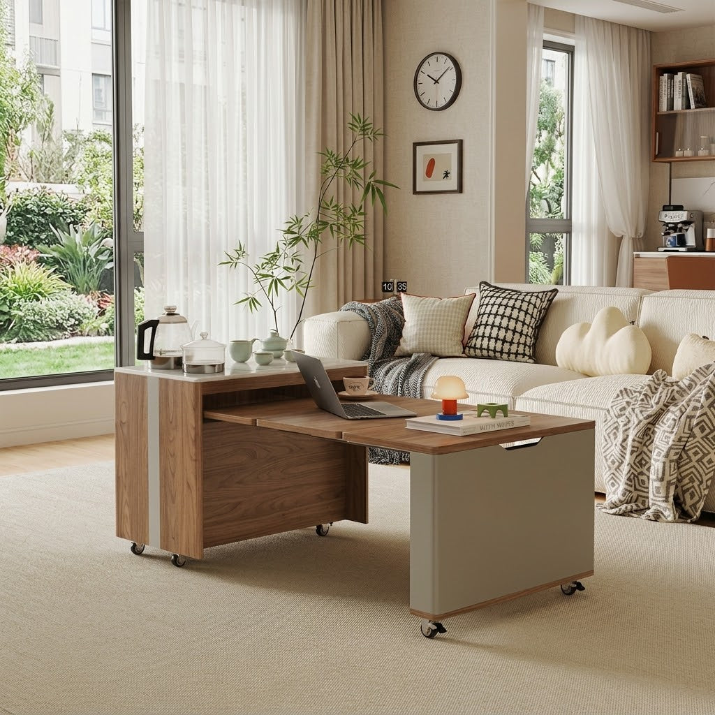 Japanese Minimalist Hidden Storage Coffee Table