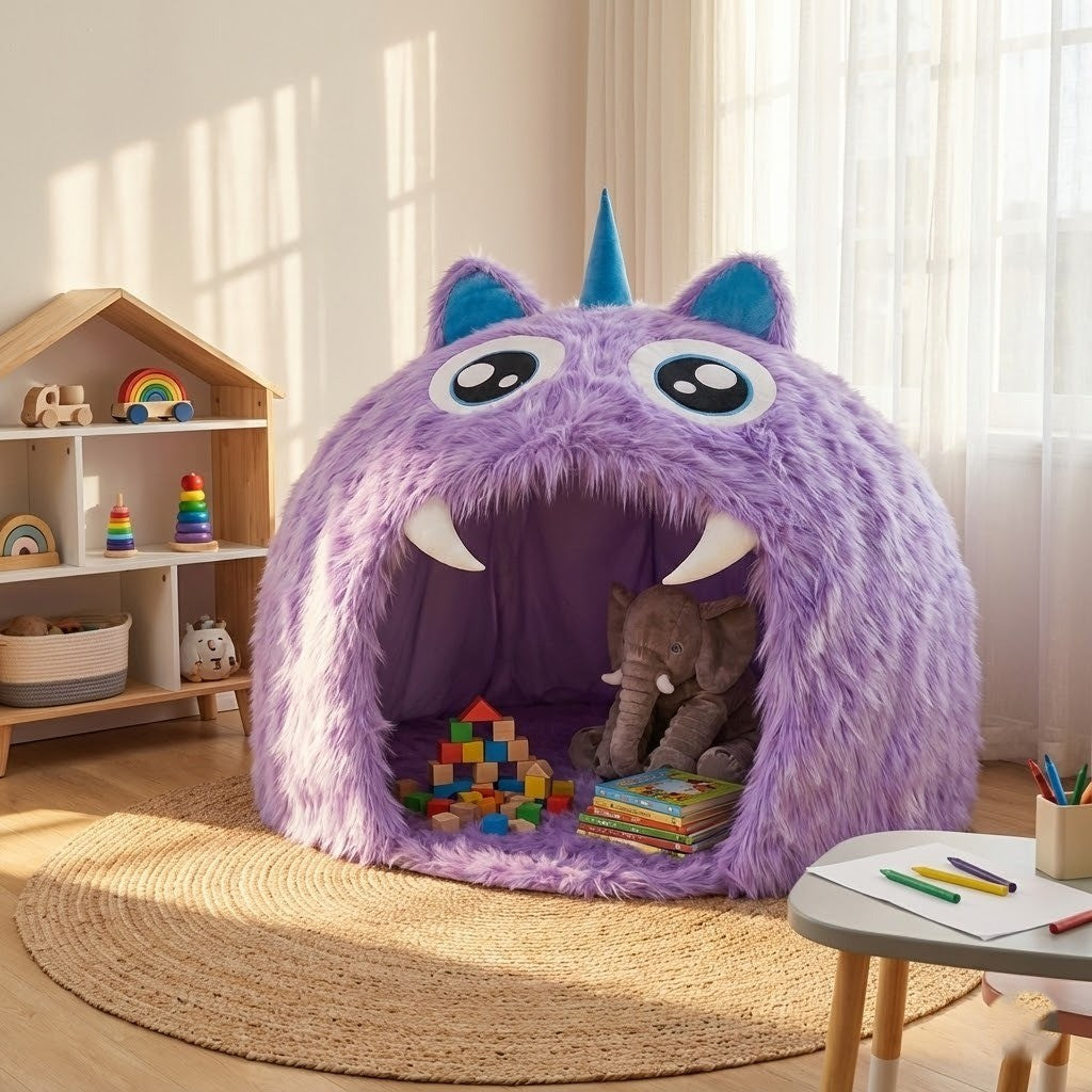 Purple Plush Monster Playhouse Indoor Kids Tent