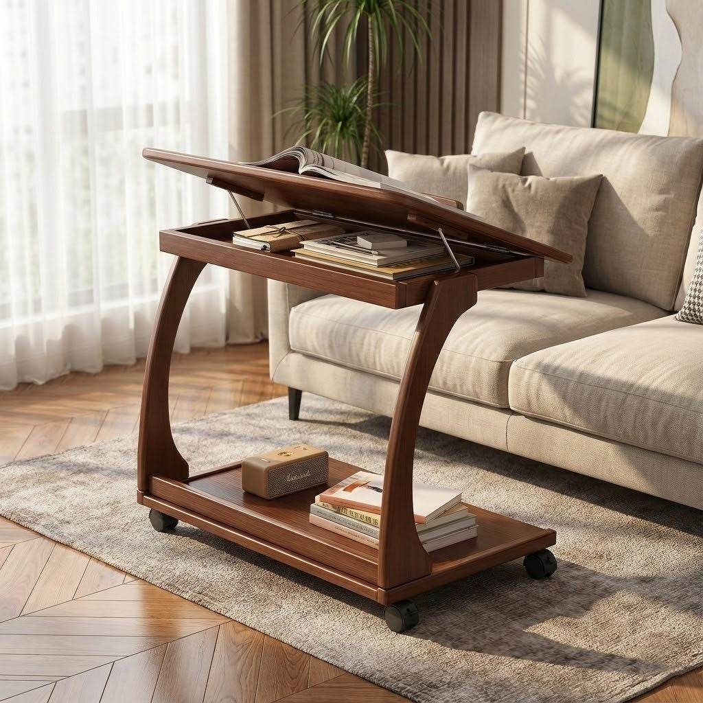 Italian Style Rolling Lift-Top Coffee Table