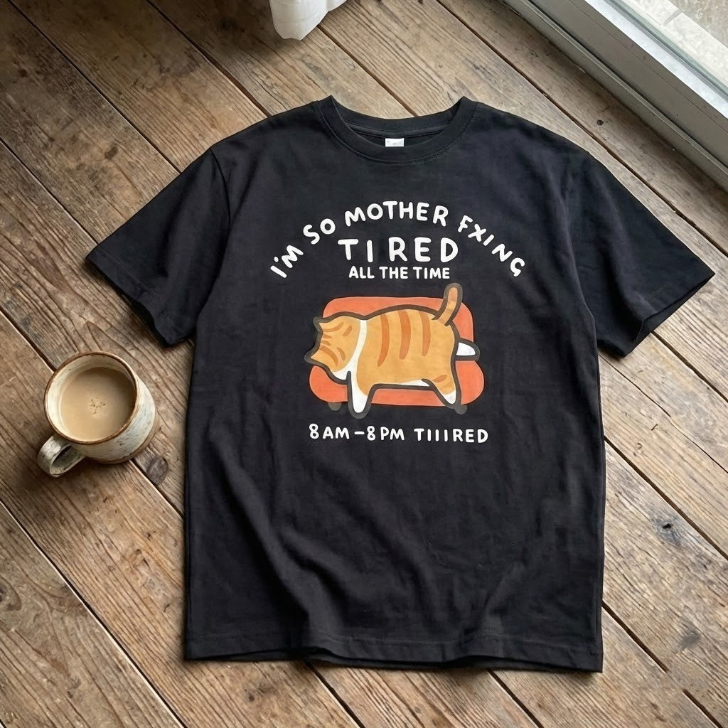Tired Cat Humor T-Shirt