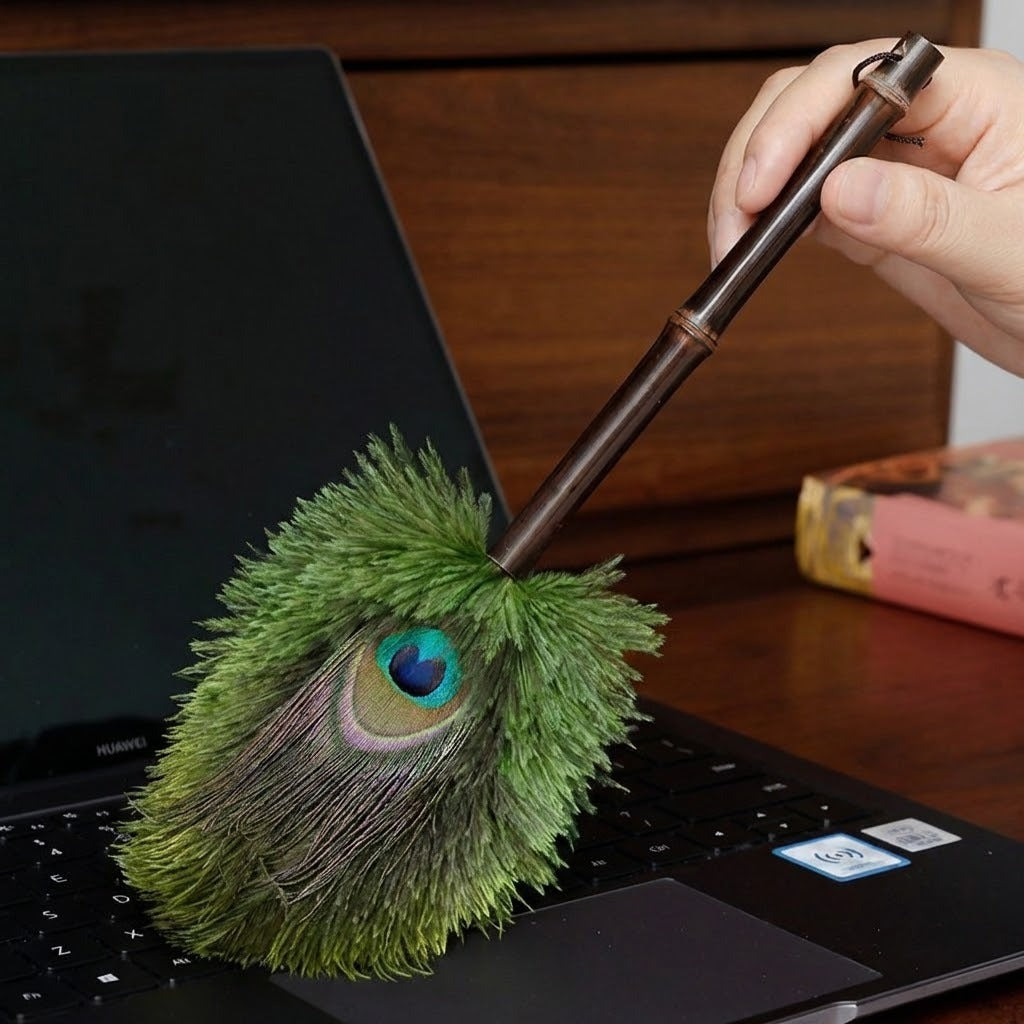 Peacock Feather Anti-Static Dusting Brush