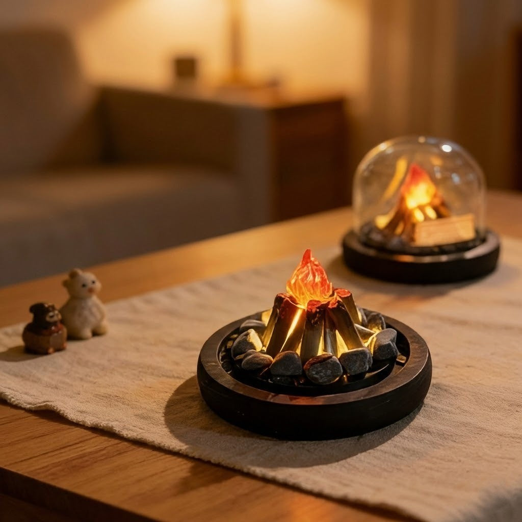 Mini Bonfire Flame Glass Dome Night Lamp