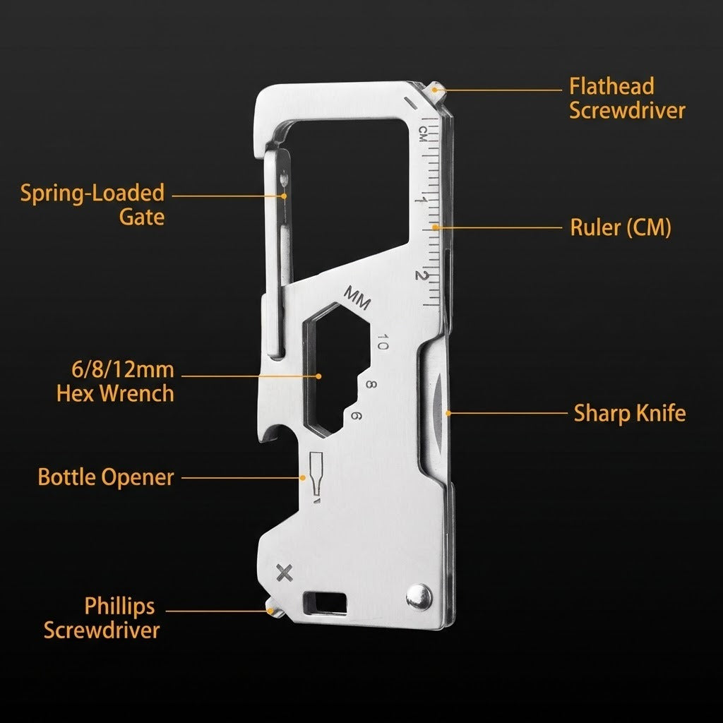 Tactical Steel EDC Folding Keychain Multi-Tool