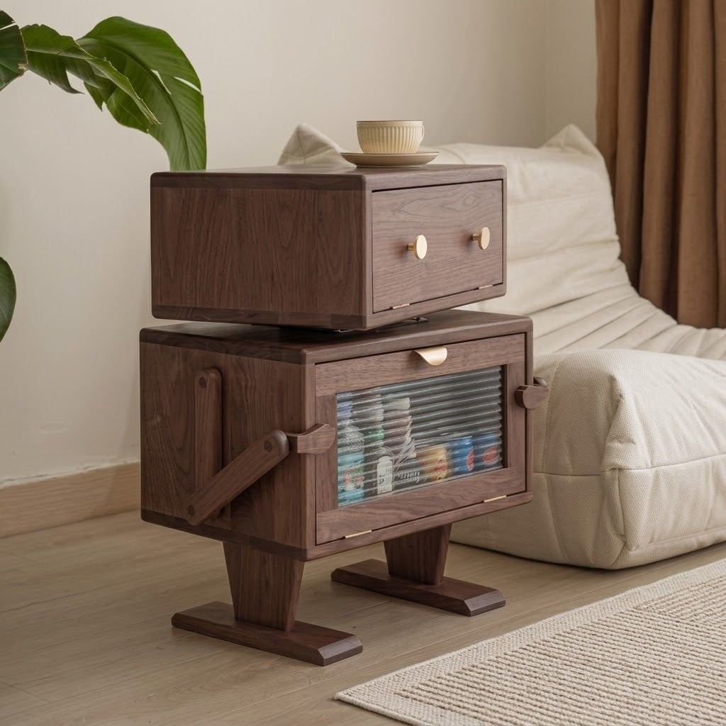 Nordic Walnut Robot Bedside Cabinet