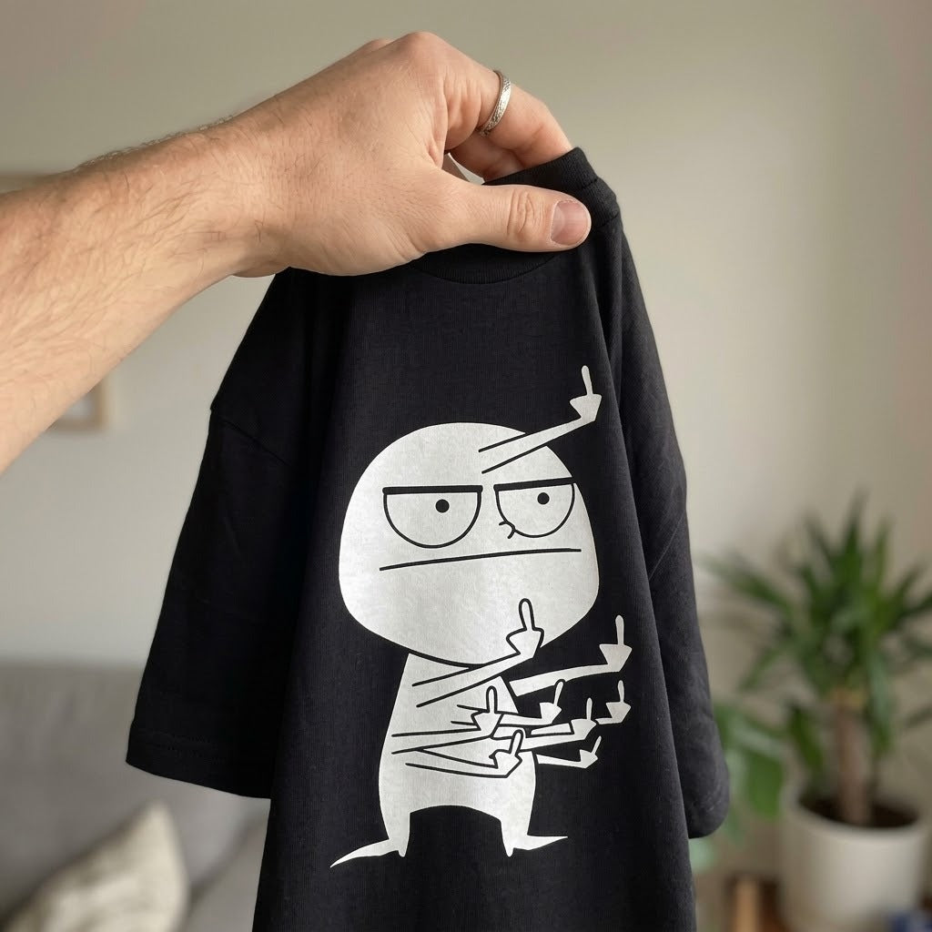 Angry Stick Figure Middle Finger T-Shirt
