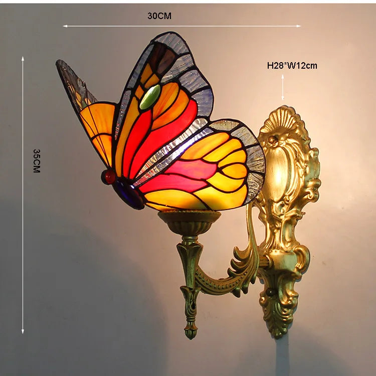 Prism Flight Stained Glass Butterfly Pyramid Wall Lamp