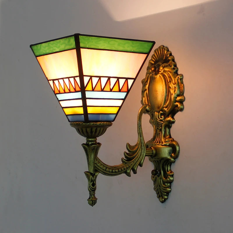 Prism Flight Stained Glass Butterfly Pyramid Wall Lamp