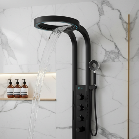 High-flow Thermostatic Digital LED Rainfall Shower Set