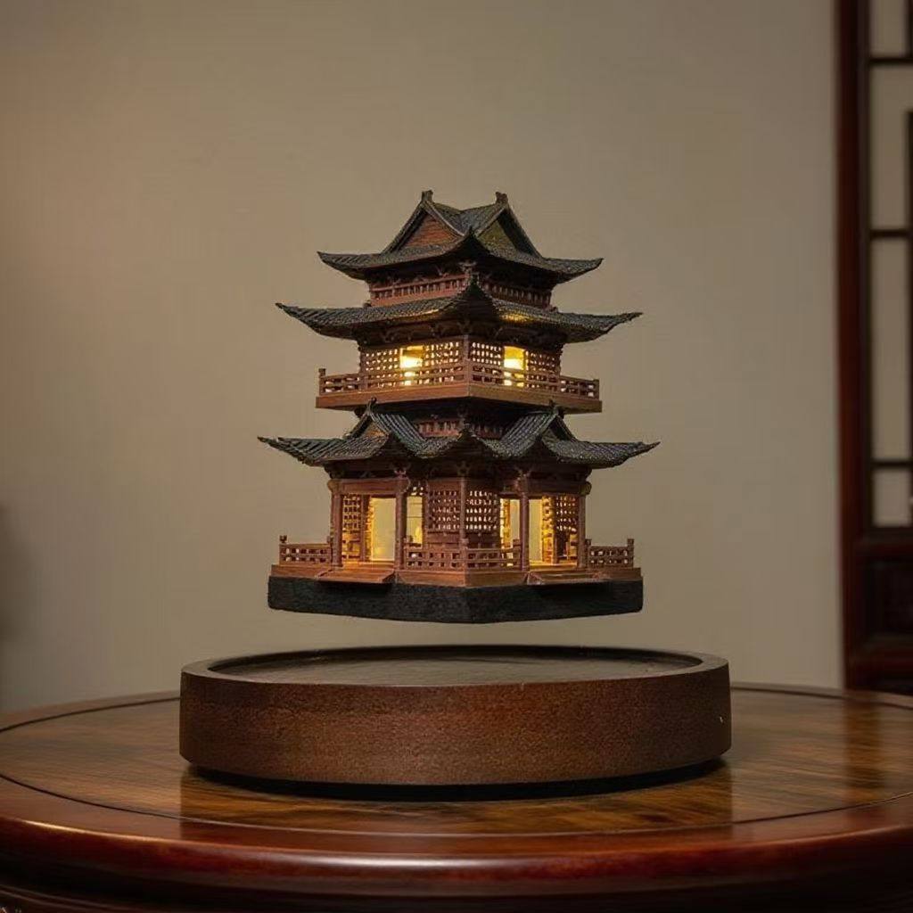 Levitating Pagoda Architectural Desk Decor