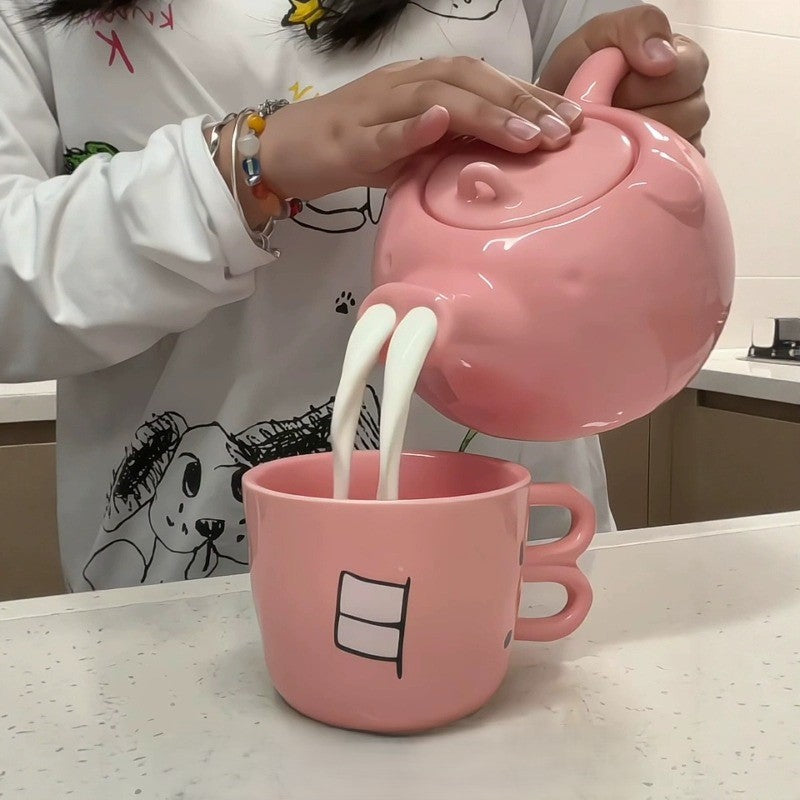 Cartoon Piggy Ceramic Tea & Coffee Set