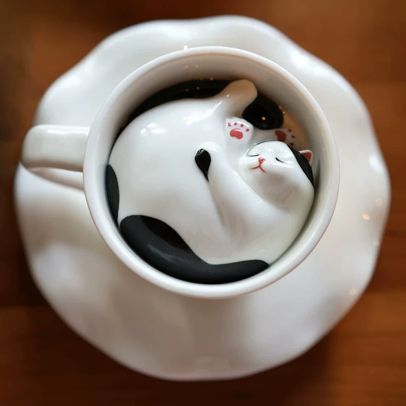 Sleeping Cat Surprise Bottom Ceramic Coffee Mug