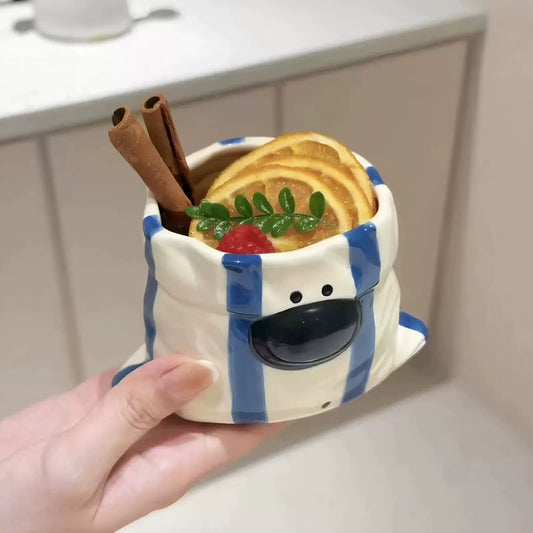 Puppy Bite Ceramic Snack Bowl Cup