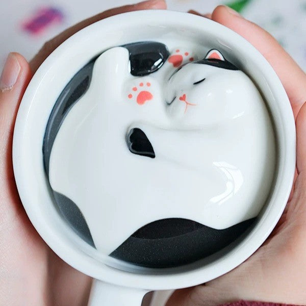 Sleeping Cat Surprise Bottom Ceramic Coffee Mug