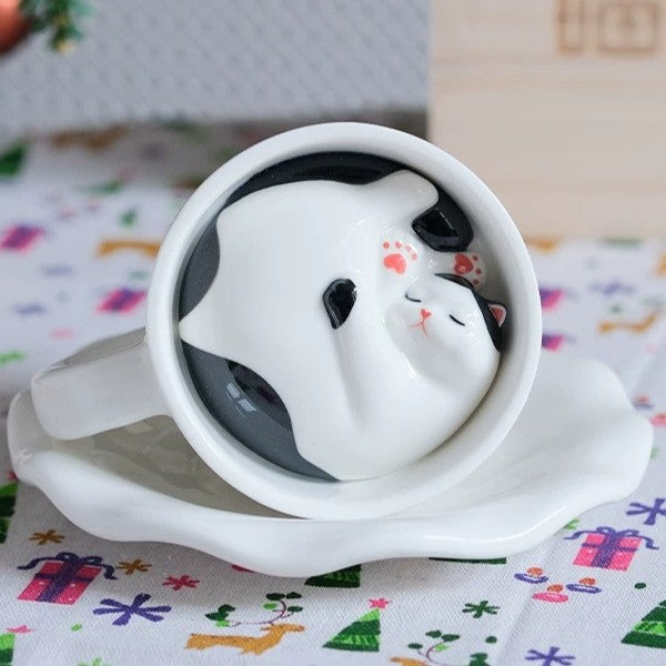 Sleeping Cat Surprise Bottom Ceramic Coffee Mug