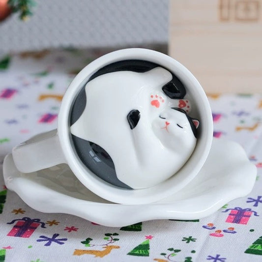 Sleeping Cat Surprise Bottom Ceramic Coffee Mug