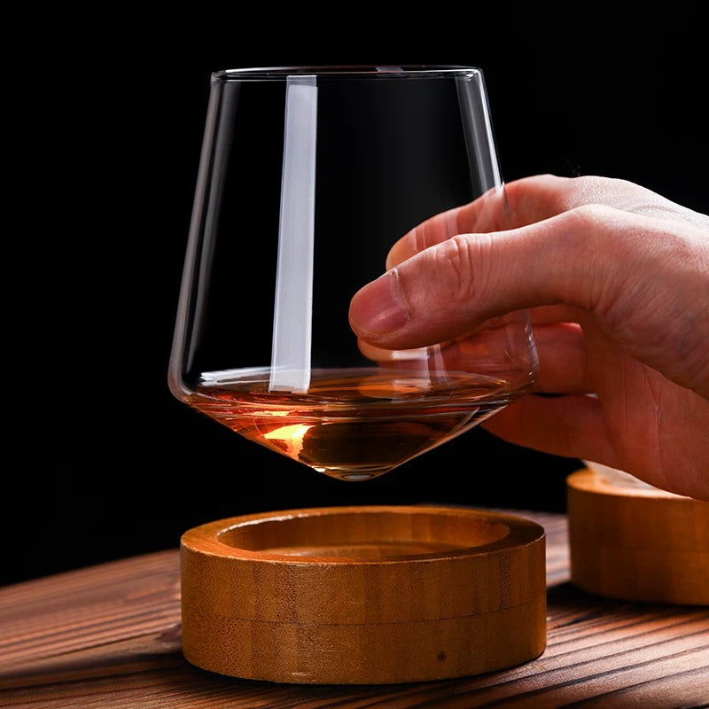 Tilted Base Whiskey Rocking Glass