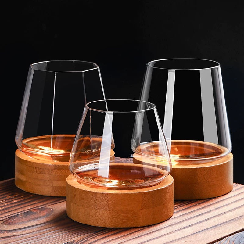 Tilted Base Whiskey Rocking Glass