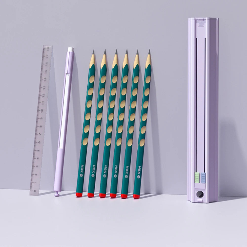 Slim Portable Multifunctional Ruler Pencil Holder