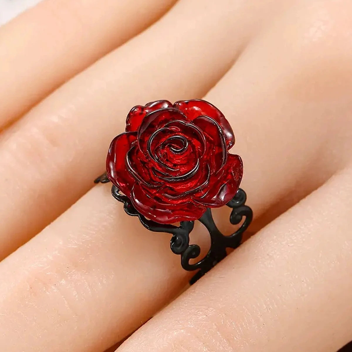 Gothic Dark Rose Ring
