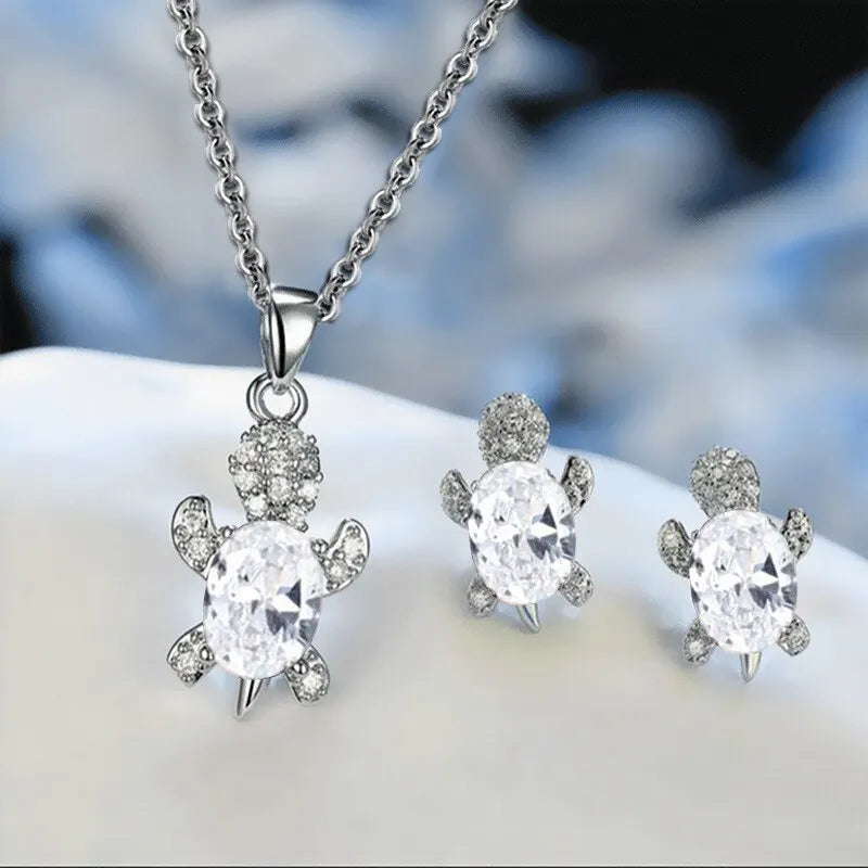 Ocean Turtle Lucky Necklace Earring Set