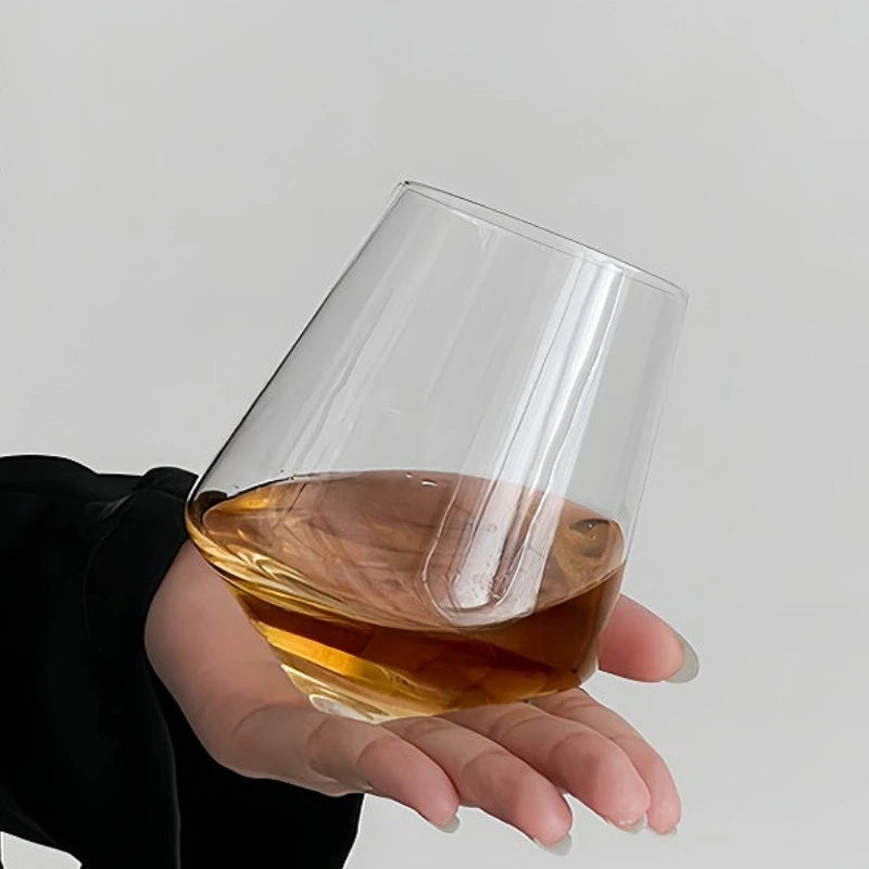 Tilted Base Whiskey Rocking Glass