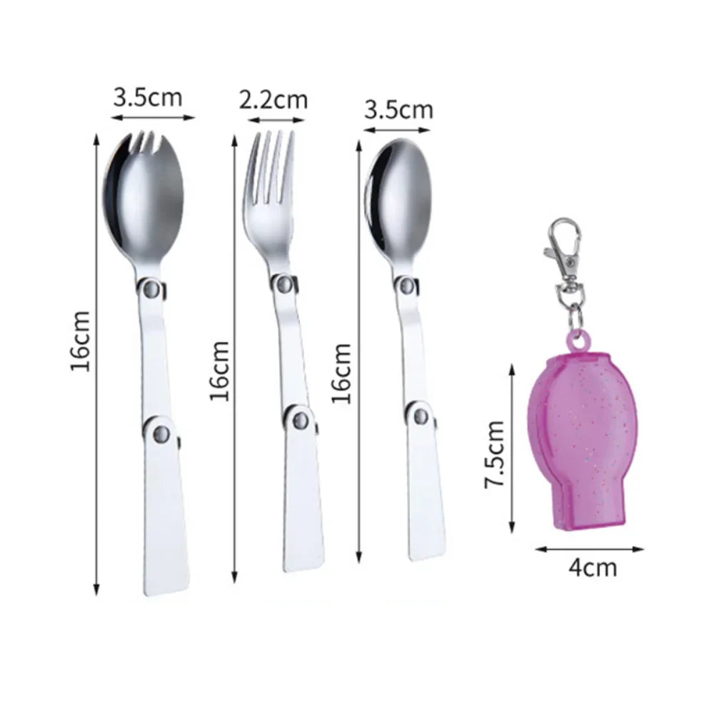 Foldable Stainless Steel Travel Spoon Fork Set