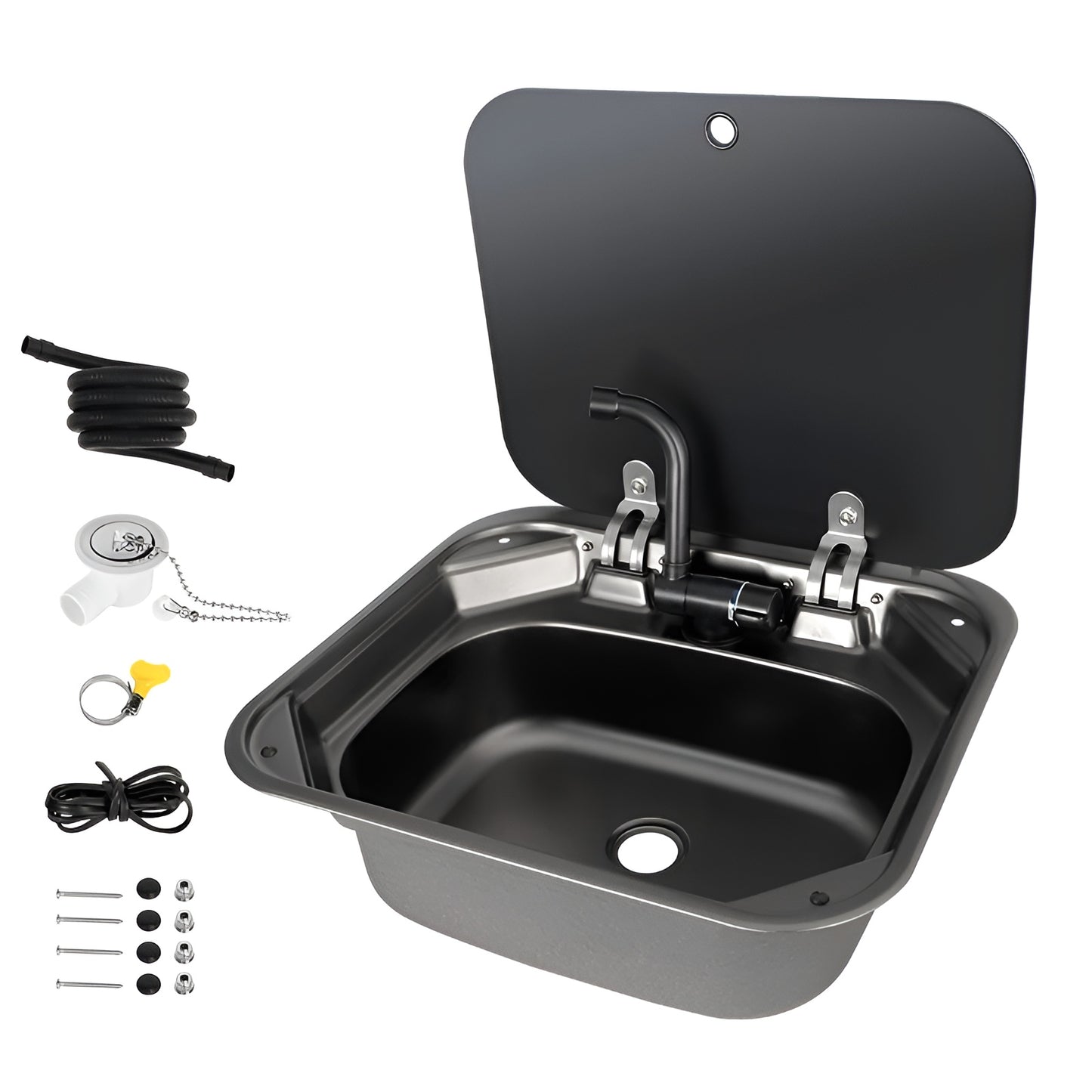 Hidden Foldable Faucet Stainless Steel Kitchen Sink