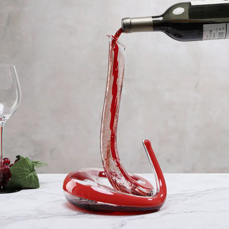 Artisan Blown Snake-Shaped Glass Wine Separator
