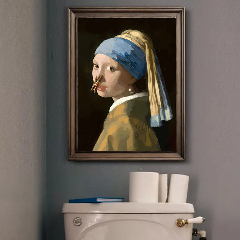 Restroom Renaissance Quirky Parody Bathroom Art Poster