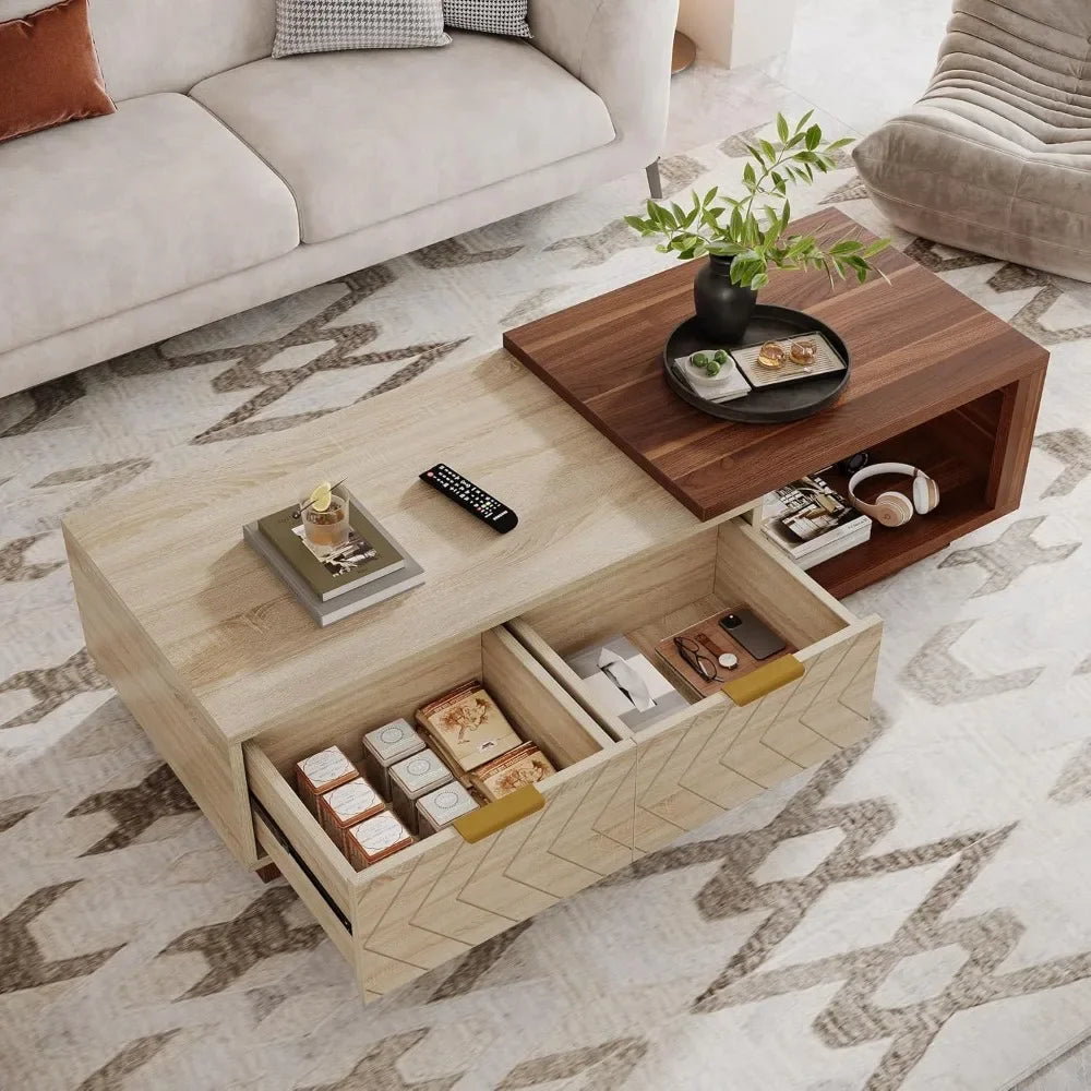 Urban Lift Extendable Wooden Hidden Storage Coffee Table