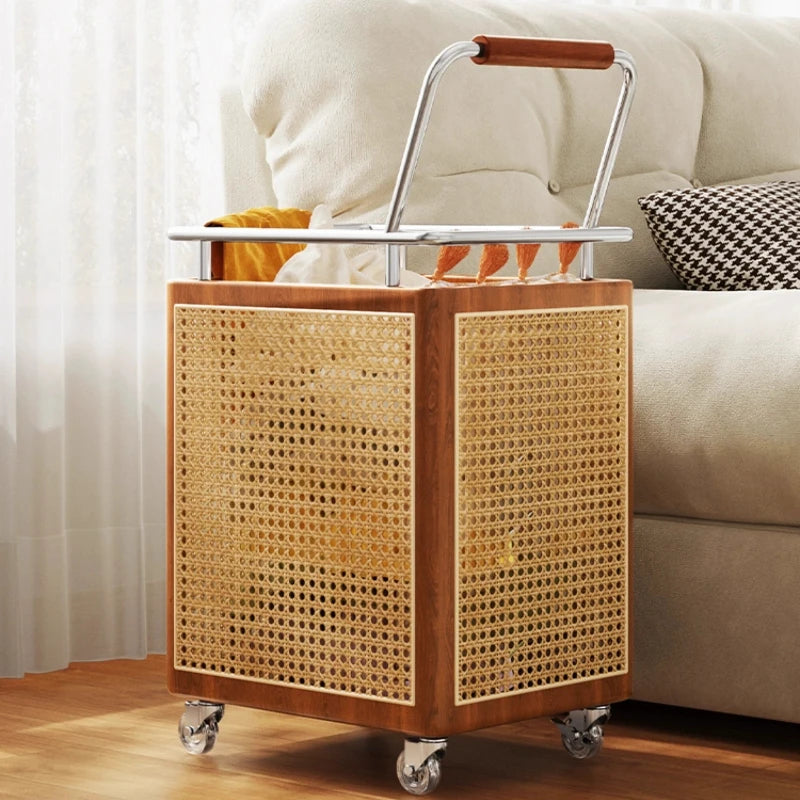 Nordic Rattan Style Rolling Storage Basket