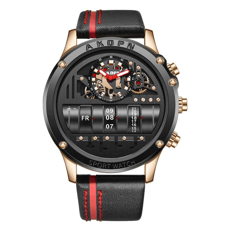 Time Capsule Rotating Calendar Engine Dial Watch