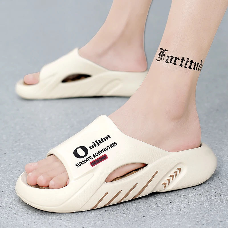 Orange Fire Casual Beach Massager Slippers