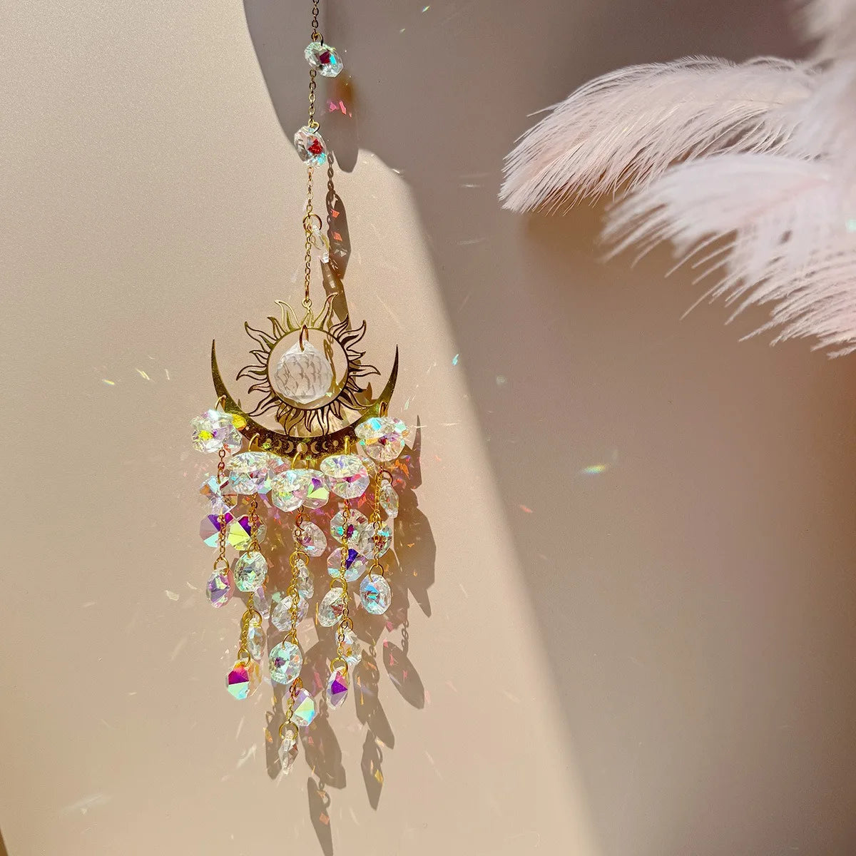 Radiant Moonlit Quartz Prism Suncatcher