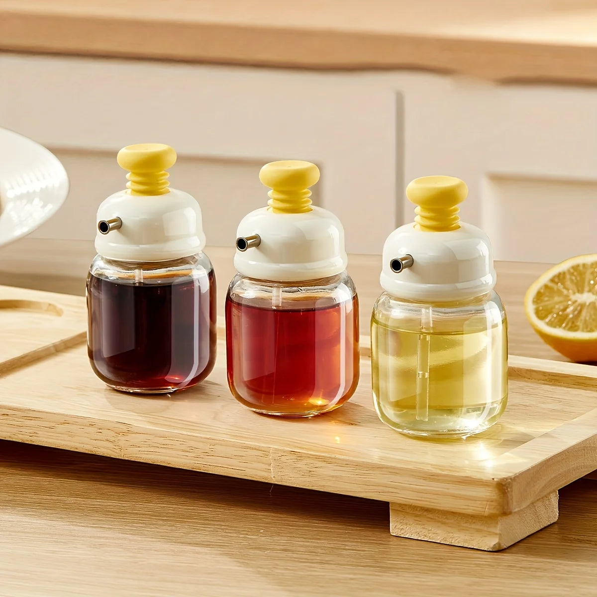 Press Easy Glass Oil Sauce Dispenser Bottle