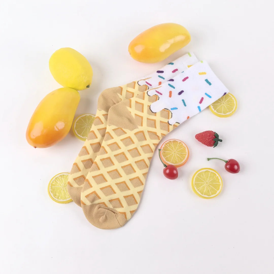 Ice Cream Waffle Pattern Socks