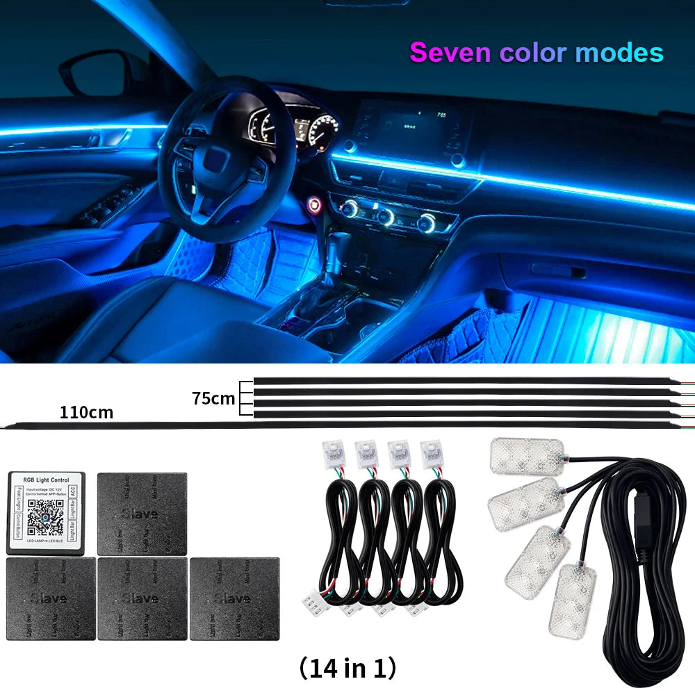 Bluetooth RGB Symphony Car Ambient Light Kit