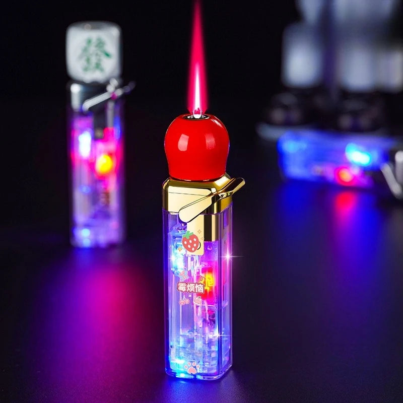 Rotating Dice Head LED Jet Flame Lighter