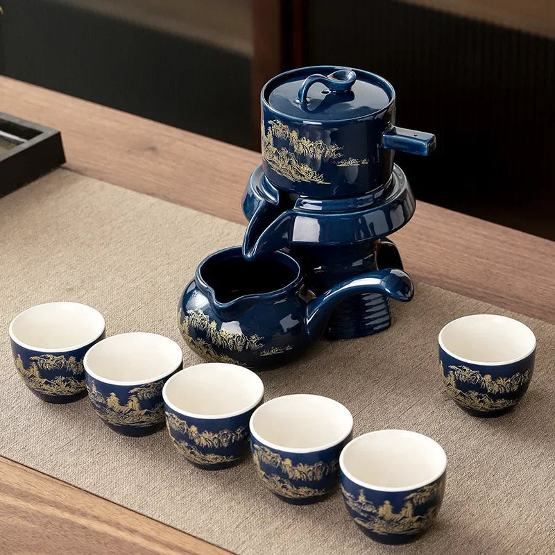 Royal Golden Porcelain Dragon Flow Tea Set