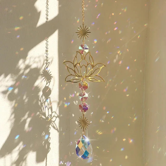 Lotus Crystal Sun Catcher Rainbow Prism